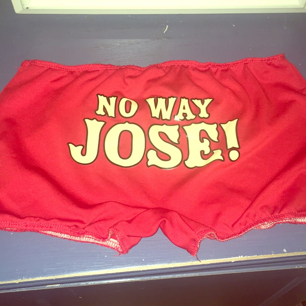 No way Jose red spandex shorts